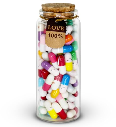 Mczcent 100Pcs Capsule Message, Capsule Lettres Message dans Bouteille, Capsules de Lettres D'amour Happy Pills Capsules Papier Bouteille Message Lettres Déclaration D'amour pour Homme Femme