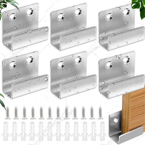 Brateuanoii 6 Stücke Edelstahl Display Wandhaken - U Winkel Halterung, Silber Schwerlast-Haken, Keramikfliesen Haken, Tragkraft 30 kg, Für Küche Garage