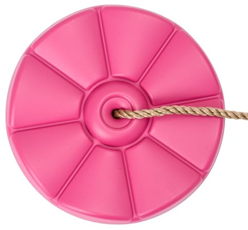 TRIBECCO Schaukel Ø 31 Blume Schaukelrad Schaukelteller Spielplatz Schaukelsitz Anti-Rutsch-Kunststoff rund mit Verstellbarer Seilaufhängung Kinderschaukel - belastbar bis 50 kg (Pink)