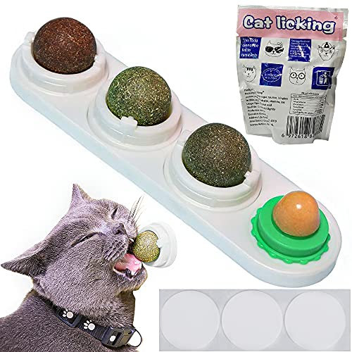 XiXiRan Katzenminze Ball Spielzeug, Katzenminze Bälle für Katzen, Drehbare Katzenminze Süßigkeiten, 4 in 1 Katzenminze Ball für Katzen Set, Essbare Bälle für Katzen, Kätzchen