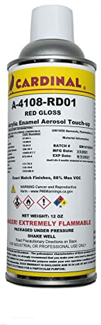 Cardinal Paint A-4108-RD01 Red Gloss Powder Coating Touch-Up Spray Paint | Car Parts and Repair Refinishing Clear Coat for Permanent Sealing of Coated Surfaces