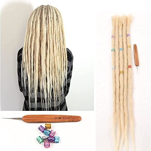 100% Echthaar Dreadlock Extensions 20 Zoll 5 Stränge/Pack Handgemachte Crochet Dreadlocks Extension Für Frauen/Männer Dreadlocks Haar (Blond Farbe)