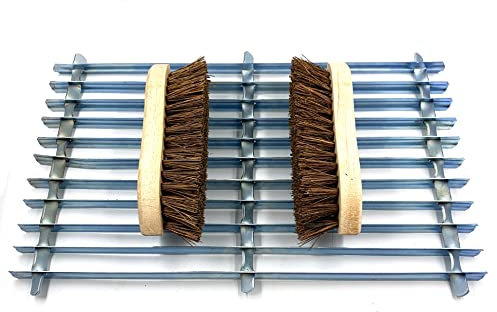 Galvanized Boot Scraper with Adjustable Boot Cleaning Brush − Heavy Duty Metal Door Mats Outdoor Boot Brush, Removes Mud and Dirt from Shoes, Walking Boots, and Wellies (Complete Kit)