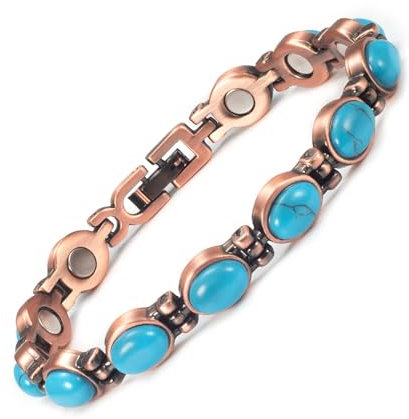 YINOX Kupfer-Magnetarmband, große Türkis-Stein-Armbänder, magnetisches Kupferarmband für Schwester, Ehefrau, Mutter, Geschenk für Damen