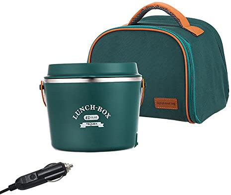 Lunch Box Chauffante, 1.2L Portable Lunch Box Chauffante Electrique et Sac de Transport de Haute Qualité 220V 12V/24V 48W pour Bureau Travail Voiture Camion,Car12V