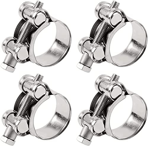 T-Bolt Hose Clamps Adjust Tube Clamps 23-25mm 304 Stainless Steel Heavy Duty Pipe Tube Clamp(4 Pcs)