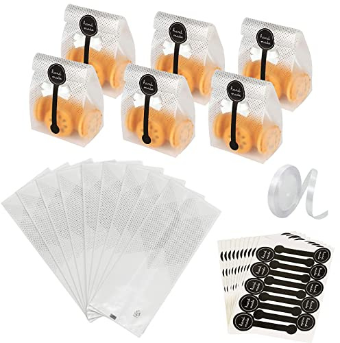 GTDOOCE Cellophantüten,Zellophantüten,Geschenktüten Durchsichtig,100 Stück Kekstüten Transparent,Süssigkeiten Tüten,Klarsichttüten,Plätzchentüten Transparent,Kleine Tüten für Süßigkeiten