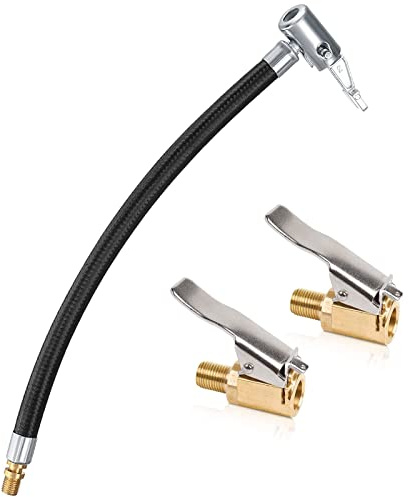 Vulevirtue 2 Stück Reifenfüller Schlauchadapter,24cm Reifenfüller Schlauch,Air Chuck Reifenfüllschlauch Autoventil Adapter für Fahrrad Motorrad Auto Kompressor