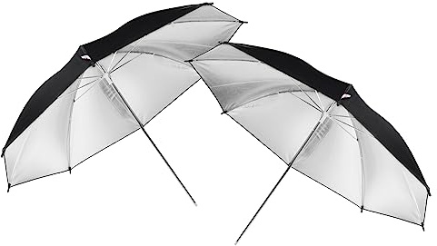 Godox Kit di ombrelli per illuminazione fotografica con borsa, confezione da 2 pezzi, 84 cm, nero e argento, riflettente, diffusori per fotografie, ritratti, luci da studio e riprese video