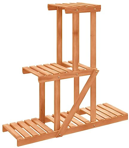 Makastle Blumenständer Pflanzenständer aus Holz Pflanzenregal Innen Außen Holzregal Blumenregal Blumenhocker Ecke Pflanzentisch für Wohnzimmer, Balkon, Garten, Büro, 81x25x75,5 cm Massivholz Tanne