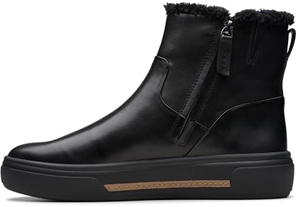 Clarks Premium Botas Hollyhock Lane Chelsea para mujer, color negro con forro Lea, talla 36, Black Wlined Lea, 39 EU