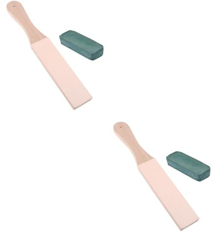 Hemobllo 4 Pz supporto lavabo coramella di cuoio corredo in pelle affilatura affila coltello rasoio a mano libera Pietra per affilare Manuale Affilacoltelli Temperamatite ruotare Bambù