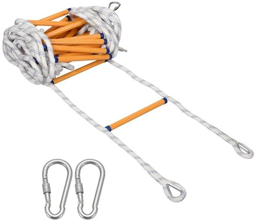 Strickleiter Feuerwehrleiter,Notfallleiter,Feuerwehr-Rettungsleiter,Tragbare Multifunktions,Sicherheitsleiter mit 2 Haken,Kleine Rettungsleiter für den Innen- und Außenbereich geeignet (10M 32.8FT)