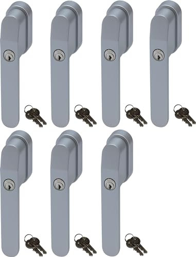 ABUS FG400S, abschließbarer Fenstergriff in Silber im Set 7 Stück, alle gleichschließend AL0145 mit vierzehn Schlüsseln