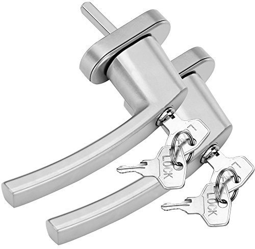 MONZANA® 2X Fenstergriffe Abschließbar mit Schloss Kindersicherung Silber 35mm Stiftlänge 2 Schlüssel Fensterbeschlag Balkon Türgriff Einbruchschutz