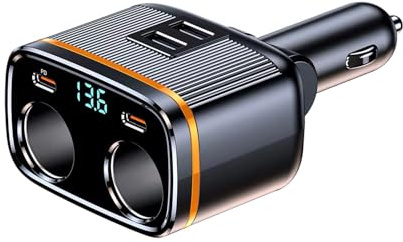 145W Cigarette Lighter Adapter Double Car Lighter Adapter with 2.4A Usb and Type C Port Car Cigarette Lighter Multi Socket for all Car Devices