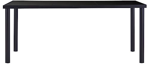 Kangmusi kangmusi281855 - Mesa de comedor de cristal templado (180 x 90 x 75 cm), color negro