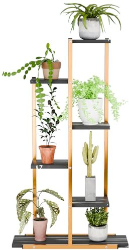 Chiusuet Estantería de metal de 6 niveles, para plantas, varios pisos, soporte para plantas, banco de flores, escaleras para plantas, para interior, jardín, balcón, decoración