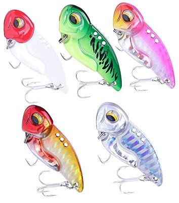 TOGEVAL 5stücke Holographische Fischköder Mit Blutkanal-Haken Kunstköder Für Angler Für Zander Schwarzfisch Und Andere Raubfische Lebensechte Farben Und Starke Metallhaken