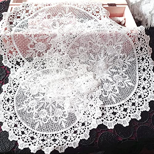 Anevous 2 Stück Runde Bestickte Tischset, Dekorative Tischmatte, Spitzendeckchen Placemat Spitze Tischmatte, Spitzendeckchen Tischdecke für Hochzeiten Geburtstagsfeier Vasen, Tischdecken,Weiß I 40cm