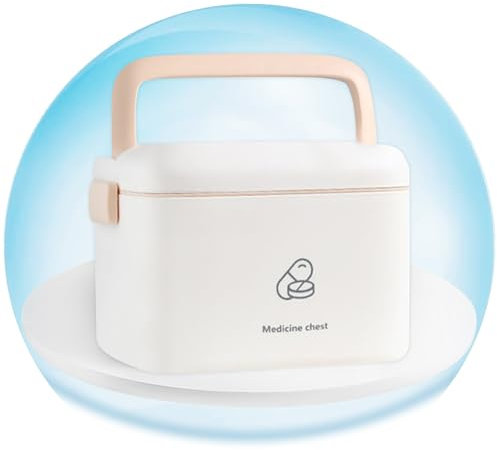 Kit Primeros Auxilios，Botiquin Vacio，Botiquin casa，Material PP, Estilo Cálido Y Lindo, Esquinas Redondeadas, gran Capacidad, en Capas, Adecuada para Familias Y Empresas(Beige,Small)