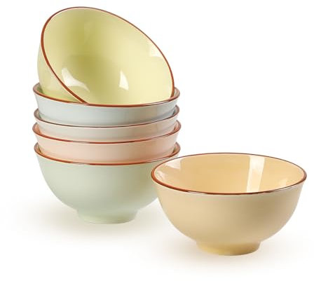 Cuencos Desayuno Ceramica Bol Postre - Juego de 4 Tazones Desayuno Colores - Cuenco Cereales Niños - Cuenco Pequeño Cocina - Cuencos Aperitivos | Arroz | Helados | Yogur | Snacks - 12 x 6 cm - 300 m