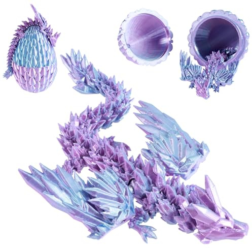 3D Printed Dragon Eggs with Dragon Inside, Full Articulated Crystal Dragons, Mystery Dragons Egg Fidget Toy, Flexible Joints Home Decor Executive Desk Dinosaurs Toys, Easter Gifts for Kids(Color A)