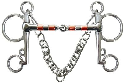 YDYAENIO Gebisse Pferdegebiss for das Training, Reitausrüstung, Kaugebiss for Pferde mit Panzerkette, Pferdetrainingsausrüstung, Allzweck-Trensengebiss for Pferde(135mm)
