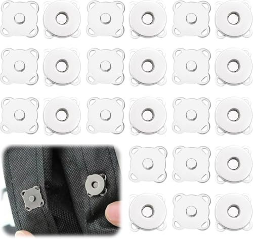 12 Stück Magnetverschluss Tasche,14mm Magnetknöpfe zum Annähen,Silber Pflaumenförmiger Magnetknöpfe,Haltbarkeit Magnet Knöpfe,für DIY Nähen Handwerk,Taschen Nähen Handwerk Kleidung