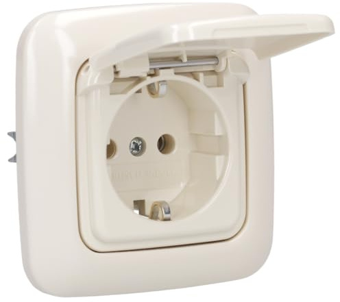 Busch-Jaeger Busch-Duro 2000 SI Steckdosen-Set mit Klappdeckel 1-fach | 1× 20 EUK-212 SCHUKO Steckdose mit Klappdeckel + 1× 2511-212 Rahmen