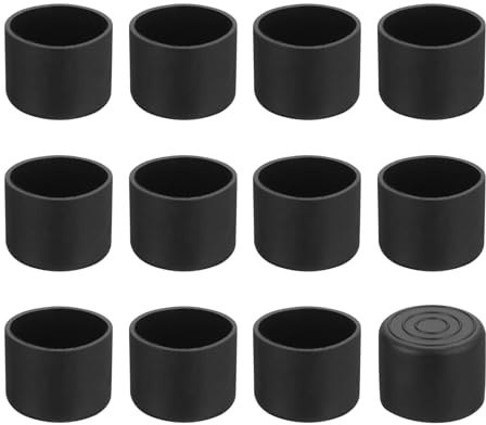 QUARKZMAN 12 Stück Abdeckkappen Stuhlbeinkappen 30mm (1 1/6 Zoll) Abdeckungen rutschfeste Blindstopfen Rundeabdeckungen Schutzkappen für Stuhlbeine Möbel, Schwarz