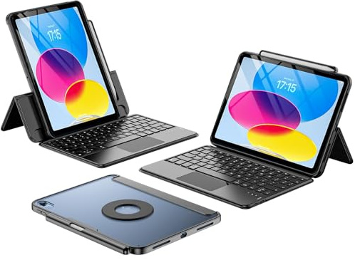 ProCase Keyboard Case for iPad 11th Gen A16/10th Gen 10.9 -Black | Slim Lightweight Folio Cover with Stand and Detachable Keyboard for iPad 11th Gen A16 2025 and iPad 10th Gen 10.9 2022