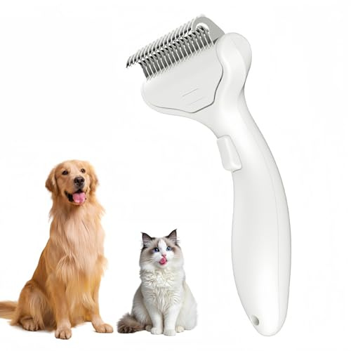 OYCGYLCH Undercoat Rake for Dogs & Cats, Deshedding Brush for Long haired Pets,Cat Brush for Shedding with Release Button,Best Dematting Comb&Deshedding Tool for Grooming