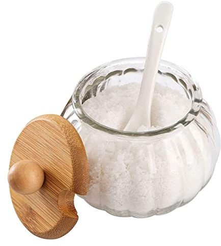 MAGICLULU Distributeur de Sucre Pot à Café Verre Sucrier avec Couvercle Pot à Sel de Cuisine Récipient Verre pour Épices Boîte de Rangement Transparent