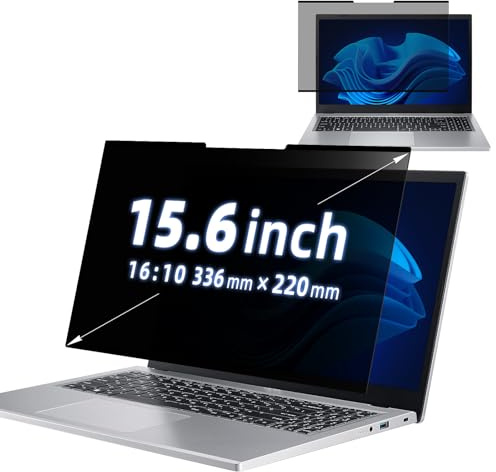 MokaZii Nano-Adsorption Confidentialité Filtre pour 15.6 Portable 16:10, Filtre Protecteur d'écran, Amovible Anti-Lumière Bleu Protection Ecran PC Compatible avec Les écrans tactiles