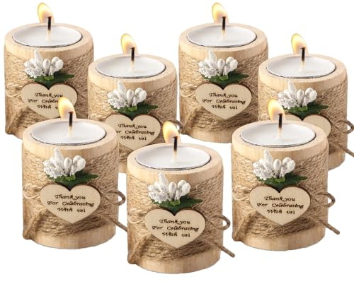 Portacandelas de madera personalizado, vela personalizada para boda, portavelas para luminarias, recuerdos para despedida de soltera, recuerdos de boda para invitados (2 piezas)
