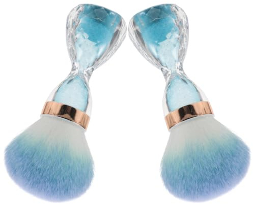 VICASKY 2pcs Sky-blue Soft Nail Dust Cleaning Brushes Large Head Manicure Tools for Acrylic Nails and Makeup Powder Removal Detail Cleanup Brushes