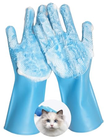 Anazzly Pet Grooming Gloves Bite-Resistant Pet Bathing Gloves with Anti-Slip Particles, Wet and Dry Use, Safe for All Ages. Great as Dog Brush Glove and Cat Gloves for Grooming