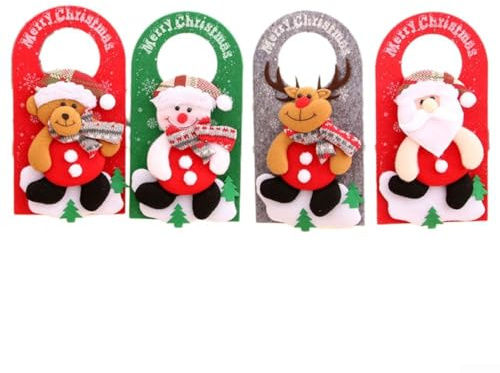 Honseadek Weihnachtsmann- und Schneemann-Türhänger für saisonale Dekoration und Feiertagsstimmung, 4 Stück