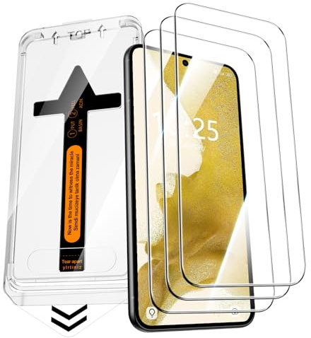 QUESPLE [3 Stück] Panzerglas Schutzfolie für Samsung Galaxy S22, [Auto-Installation] Anti-Kratzen, Ultra-klar, Anti-Bläschen Gehärtetem Glas Displayschutzfolie für Samsung Galaxy S22