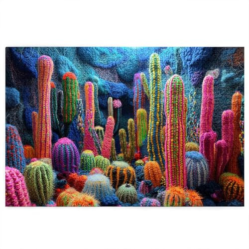 Puzzle 3000 Pieces Cactus, Puzzle 3000 Pieces Adultes en Bois, Bricolage Jeu Éducatif avec Boite Cadeau pour Adultes, Bois Épais et Résistant, Puzzles pour Tableau Decoration Murale, (Abstrait) S-48