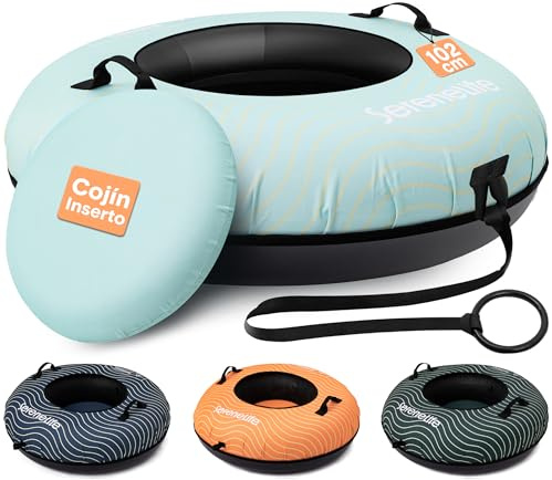 SereneLife Slitta da Neve, Slittino da Neve 102 cm, per Tutte le Età, In Discesa per Sport Invernali, Fondo Rigido in Plastica Resistente, Tubo Gonfiabile, Rivestimento Oxford, Per Bambini E Adulti