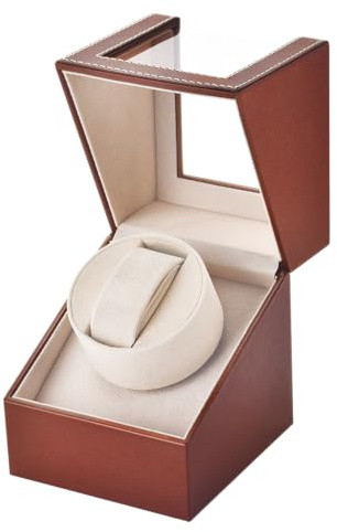 Uhrenbeweger 1 Uhr Automatik Uhrenbeweger: Watch Winder für Automatikuhren | Batteriebetrieb oder Netzteil, Japanischer Leiser Motor, Antimagnetisch, Beidseitige Drehung, Geschenk für Herren und Damen