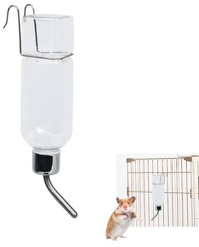 350 ml small pet drinking fountain, hanging water bottle for rabbits, hamsters, guinea pigs, and other rodents, featuring a stainless steel ball-valve spout, quiet operation, and a secure mounting bra