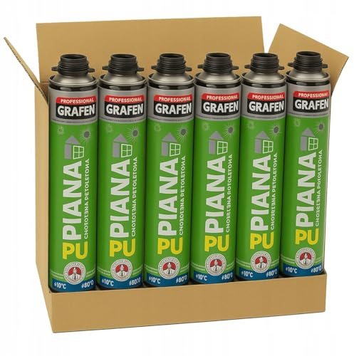 Opncorp Lot de 6 x 750 ml de mousse de montage en polyuréthane pour pistolet à mousse - Mousse isolante pour montage sur fenêtre et porte - Pour pistolet à mousse - Dosage précis et utilisable jusqu'à