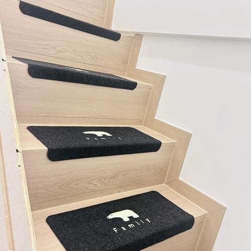 Genérico Stair treads Peldaños De Escalera Redondeados Extra Anchos De 22 Cm Y 24 Cm para, Alfombra Escalonada para Escaleras, Fácil De Limpiar Y Reutilizable(16 pcs,L W 65cm x 24cm)
