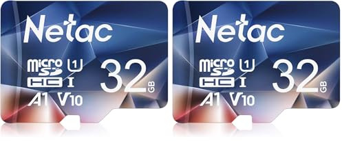 Netac 32GB MicroSDHC Memory Card, Micro SD Card R/W up to 90/10MB/s, TF Card 4K Full HD Video Recording, UHS-I, C10, U1, A1, V10, for Camera, Smartphone, Security System, Drone, Dash Cam (Pack of 2)