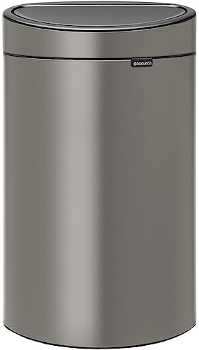 Brabantia 114908 Touch Bin New mit herausnehmbaren Kunststoffeinsatz, platinum, 40 L, Platin/Edelstahl
