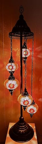 Mosaiklampe Mosaik - Stehleuchte L Tischlampe Stehlampe orientalische lampe Orange - Lila Stern Samarkand-Lights