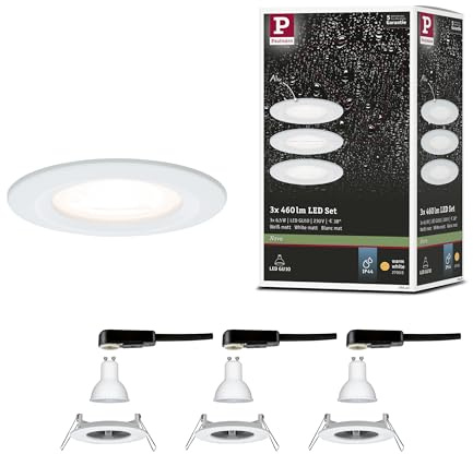 Paulmann 93442 LED Einbauleuchte Nova Basisset starr IP44 rund 78 mm GU10 3x6,5W 3x460lm 230V 2700K Weiß matt